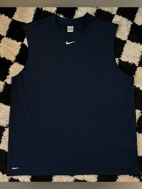 Vintage Nike Tank Top Mens XXL 2XL Shirt Center Swoosh Jersey Fit Dry Y2K Blue